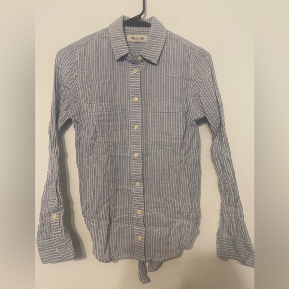 Madewell Tops - Madewell button down shirt women’s blue striped tie back
